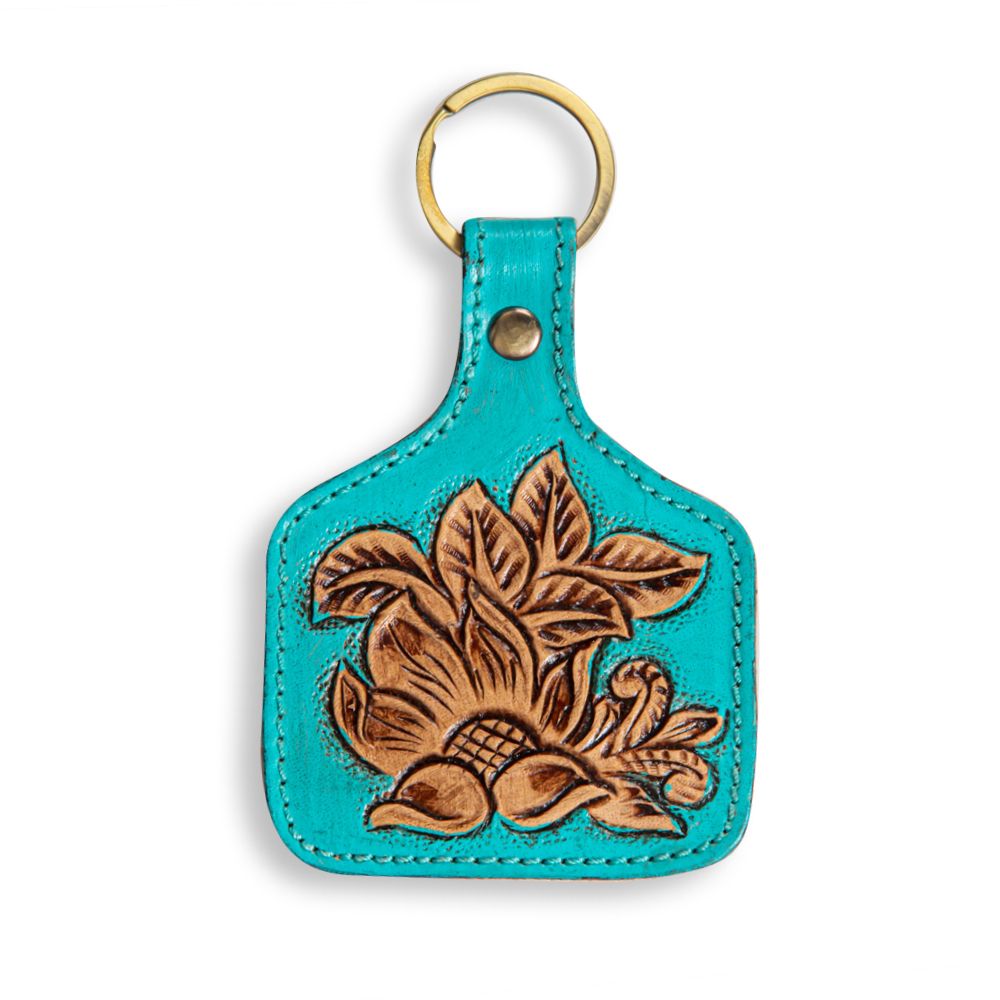 Sprouting Vines Hand-Tooled Key Fob - Myra USA