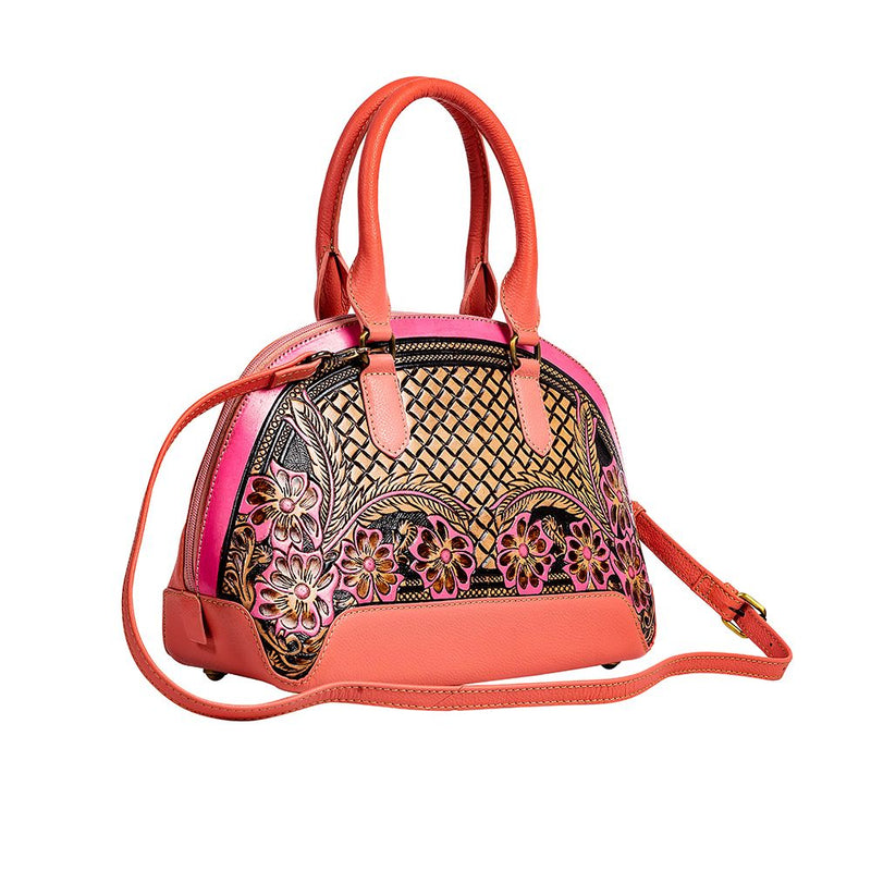 Emmylou Pass Hand-Tooled Bag in Salmon