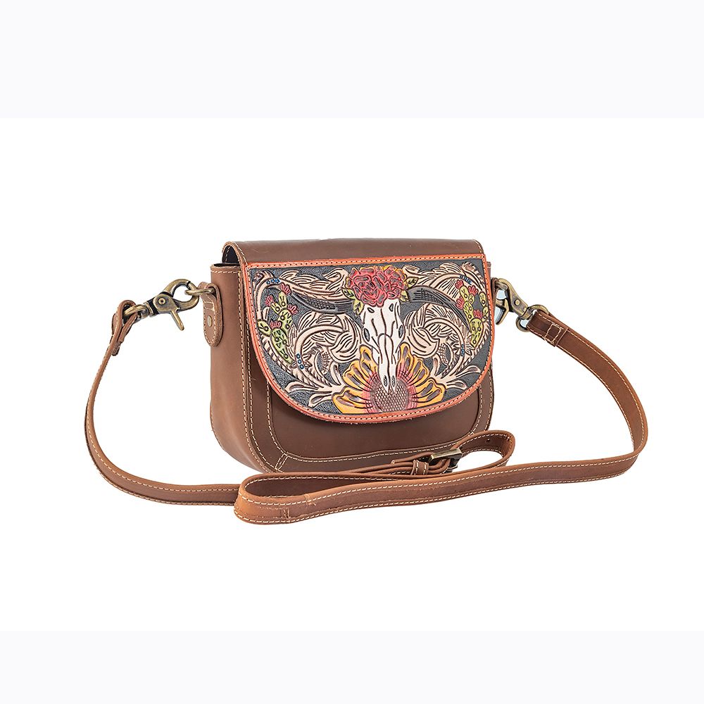 Winds of the Rose Hand-Tooled Lether Bag - Myra USA