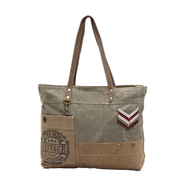 Military Badge Canvas Tote Bag - Myra Bags