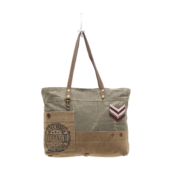 Military Badge Canvas Tote Bag - Myra Bags