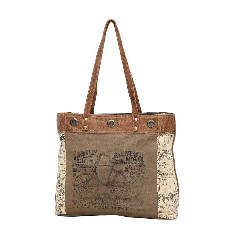 By-Cycle Print Canvas Tote Bag