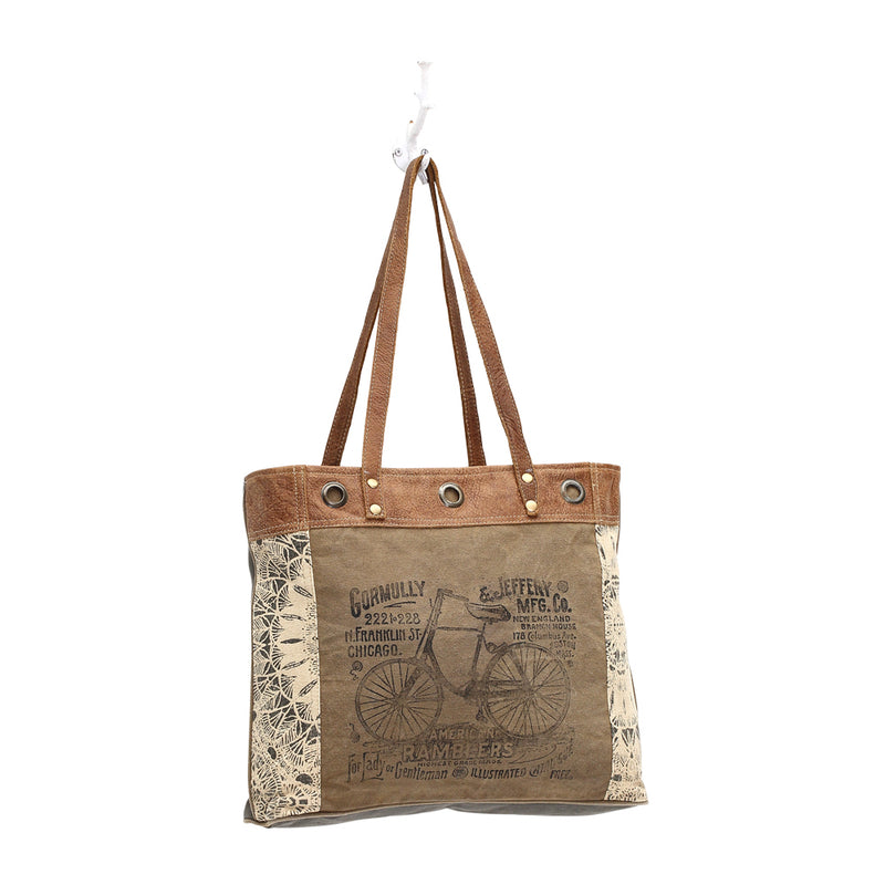 By-Cycle Print Canvas Tote Bag
