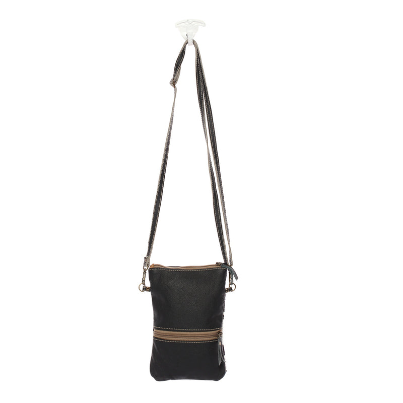 Black and white leather crossbody bag Clearance