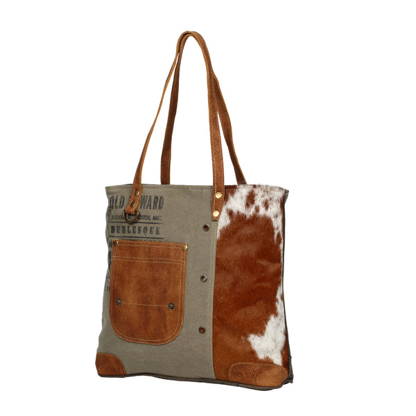 Leather Pocket Tote Bag - Myra Bags