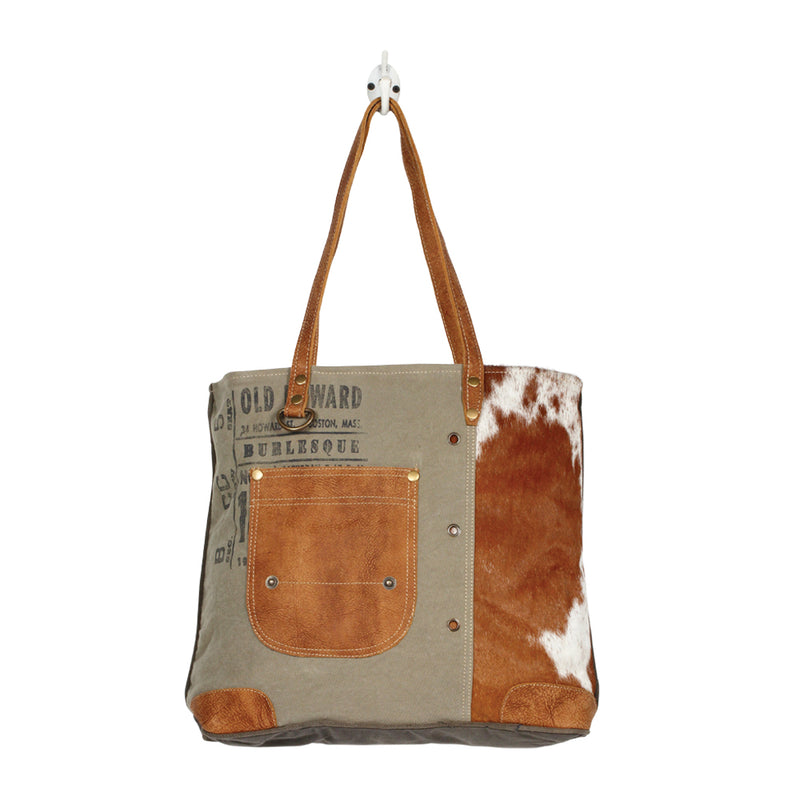 Leather Pocket Tote Bag - Myra Bags