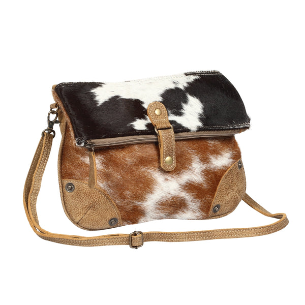 Black & White Flap Hairon Crossbody Bag - Myra Bags