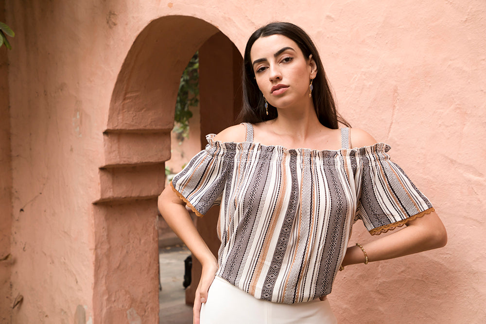 Patterned Streak Top - MyraUSA