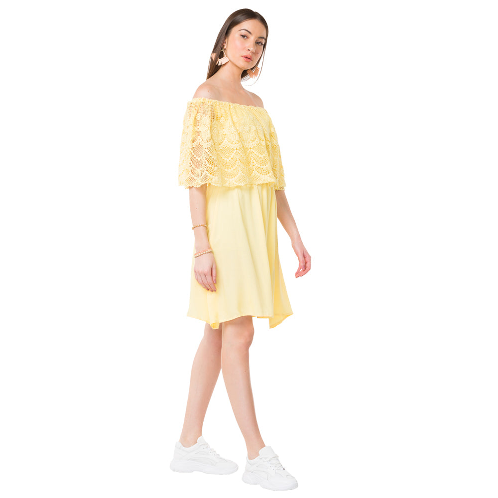 Yellow Mesh Net Dress - MyraUSA