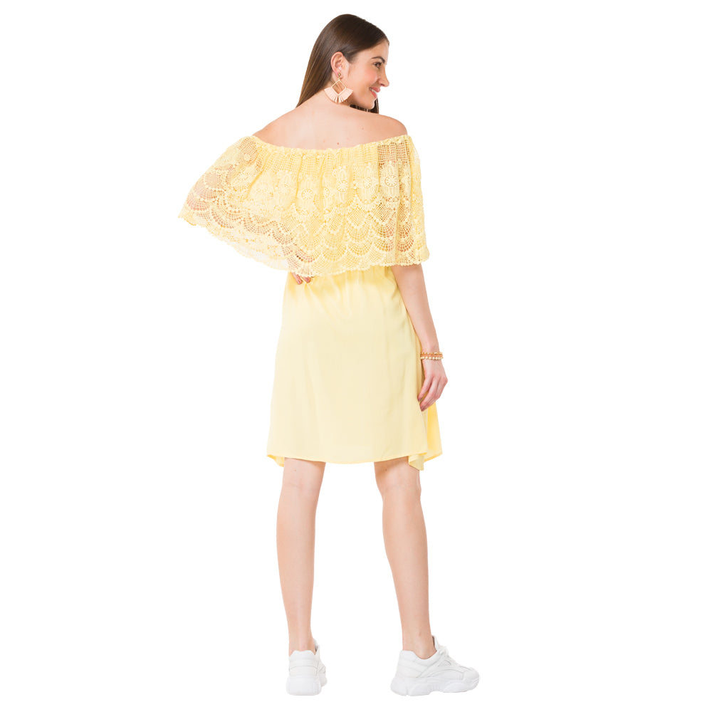 Yellow Mesh Net Dress - MyraUSA
