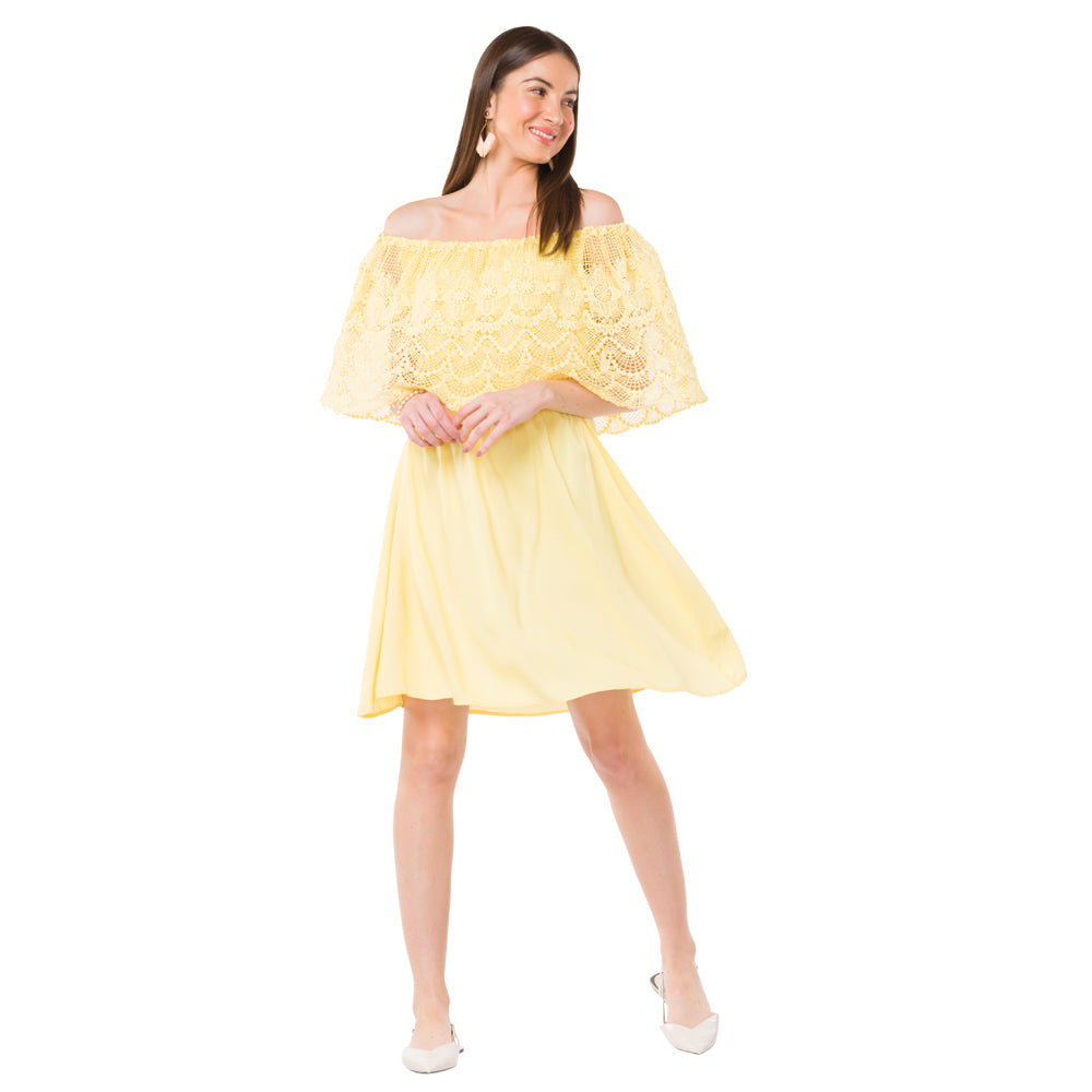 Yellow Mesh Net Dress - MyraUSA