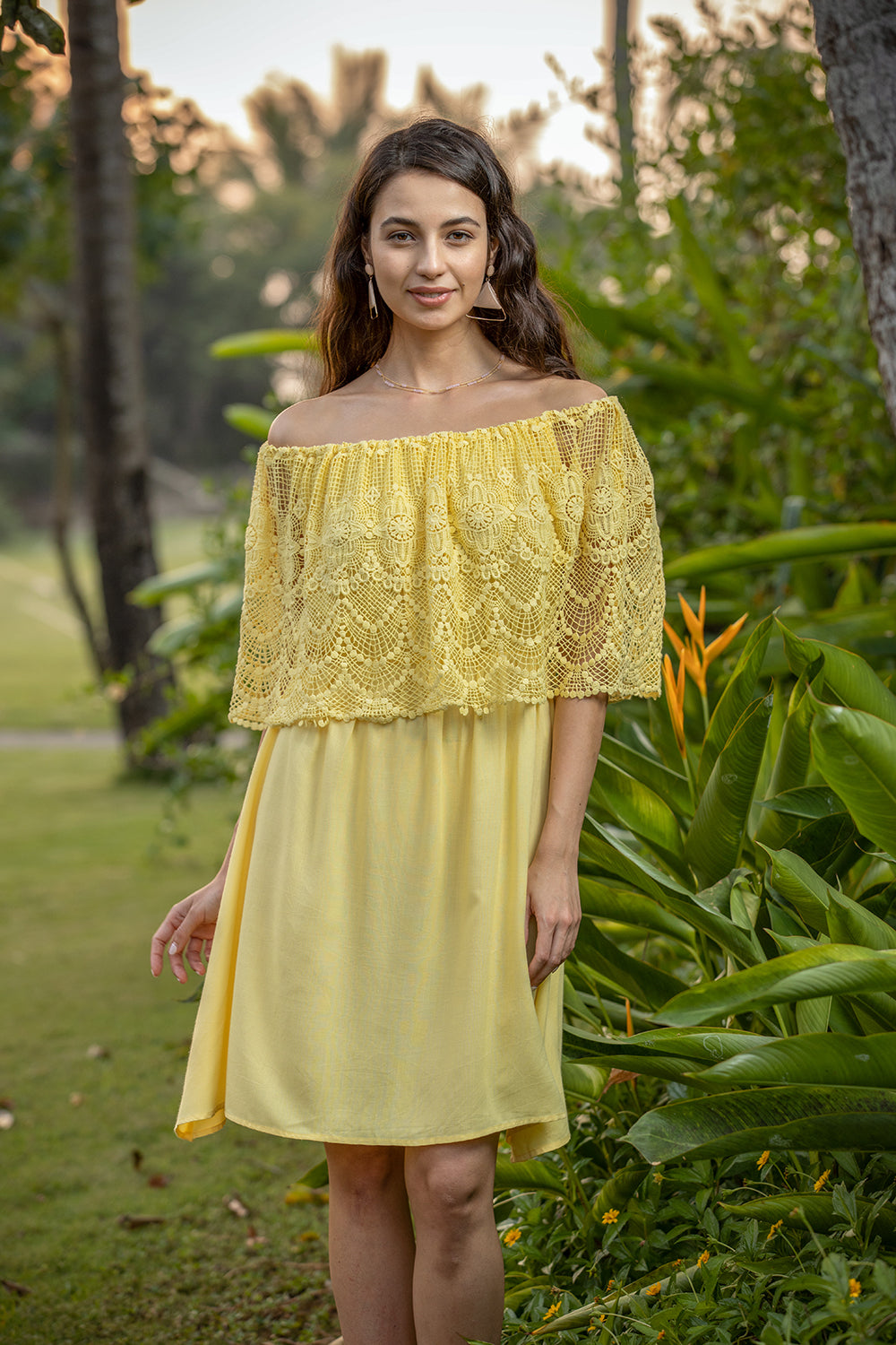 Yellow Mesh Net Dress - MyraUSA