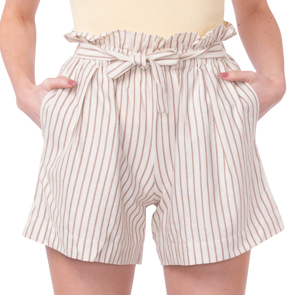 Cream And Brown Shorty Shorts - MyraUSA