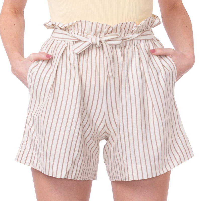 Cream And Brown Shorty Shorts