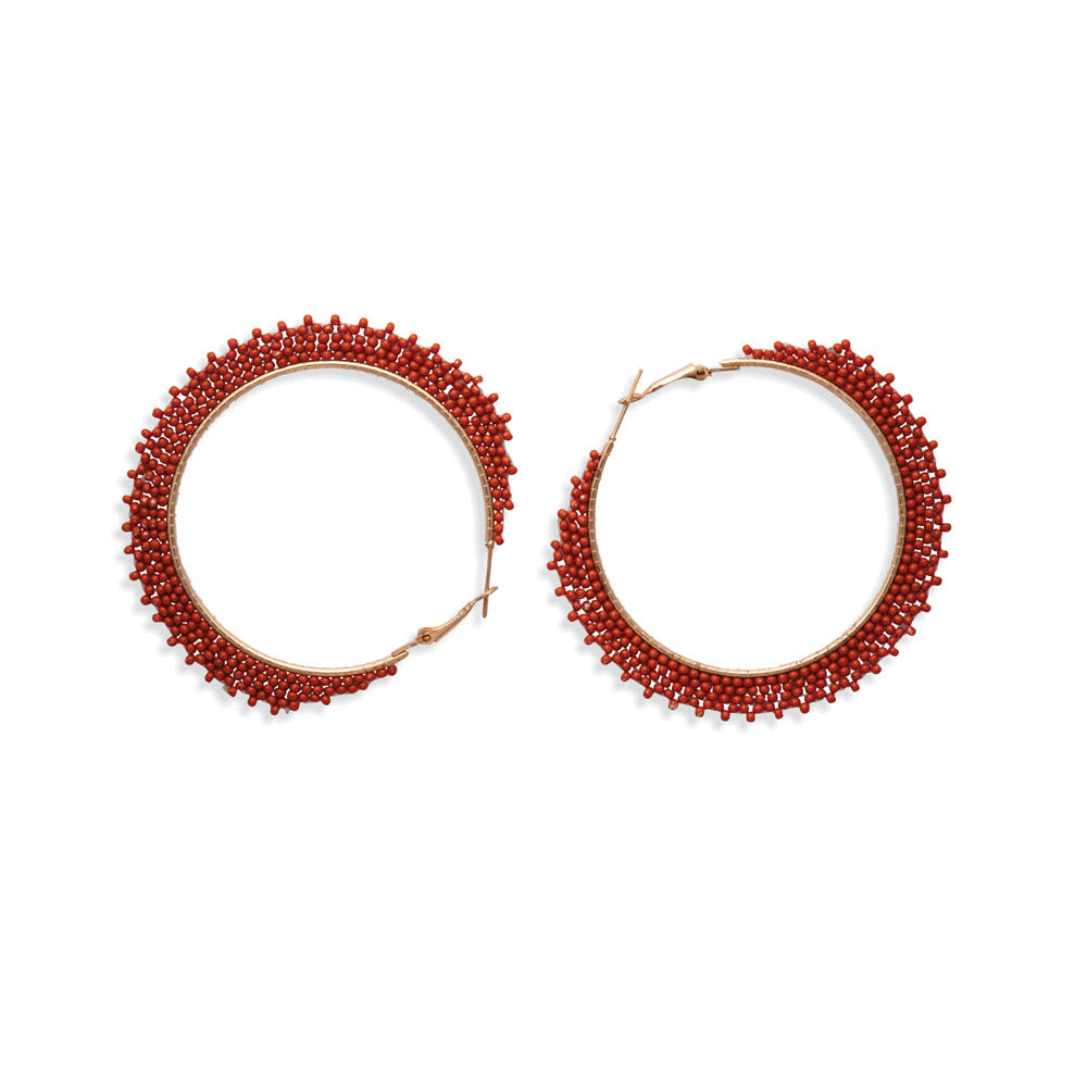 Maroon Gala Hoop Earrings - MyraUSA