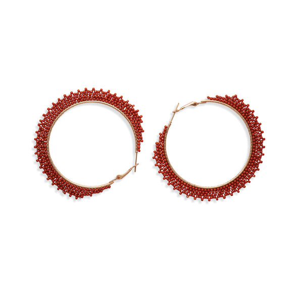 Maroon Gala Hoop Earrings