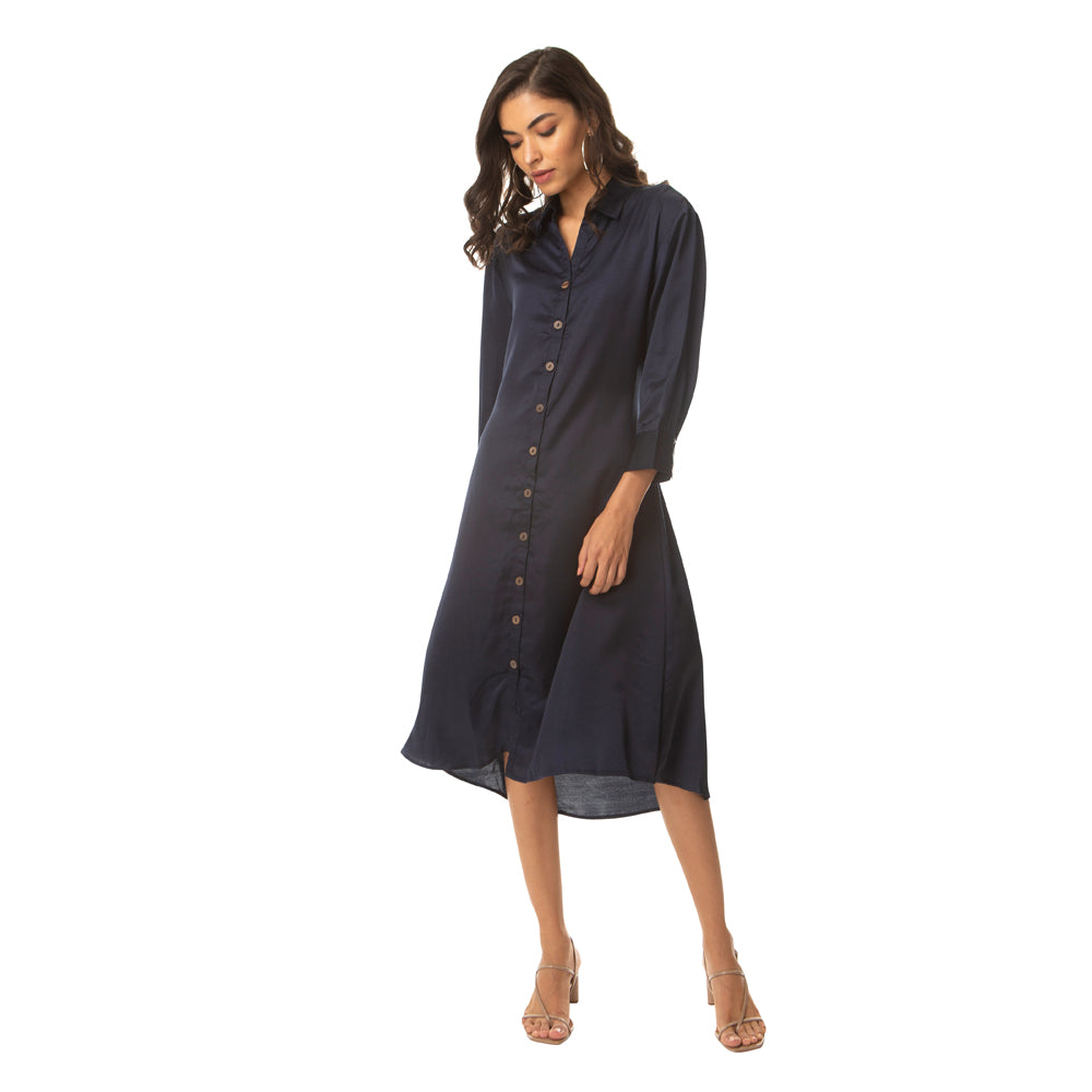 Navy Delight Belt Dress - MyraUSA