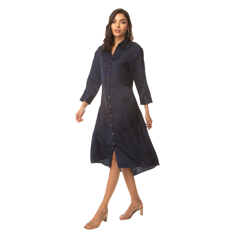 Navy Delight Belt Dress - MyraUSA