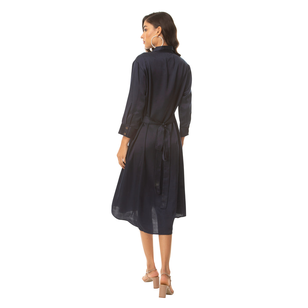 Navy Delight Belt Dress - MyraUSA