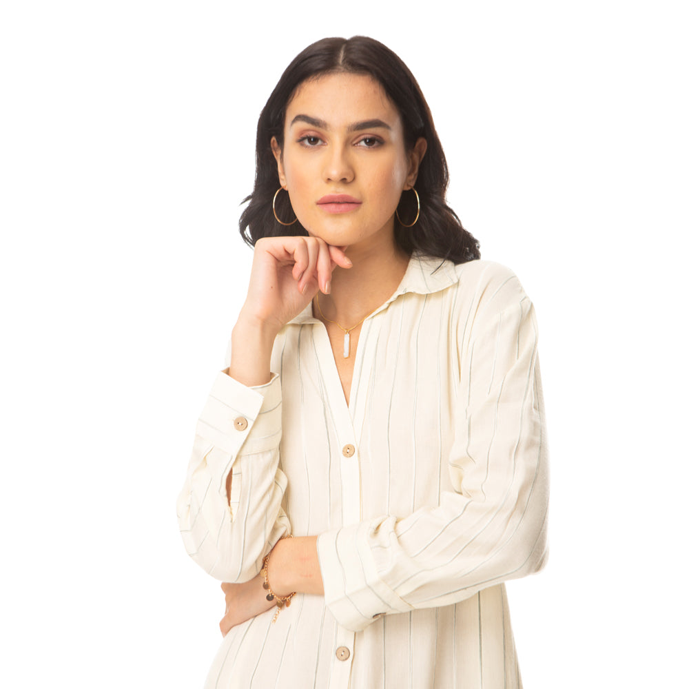 Strippy Collar Dress - MyraUSA