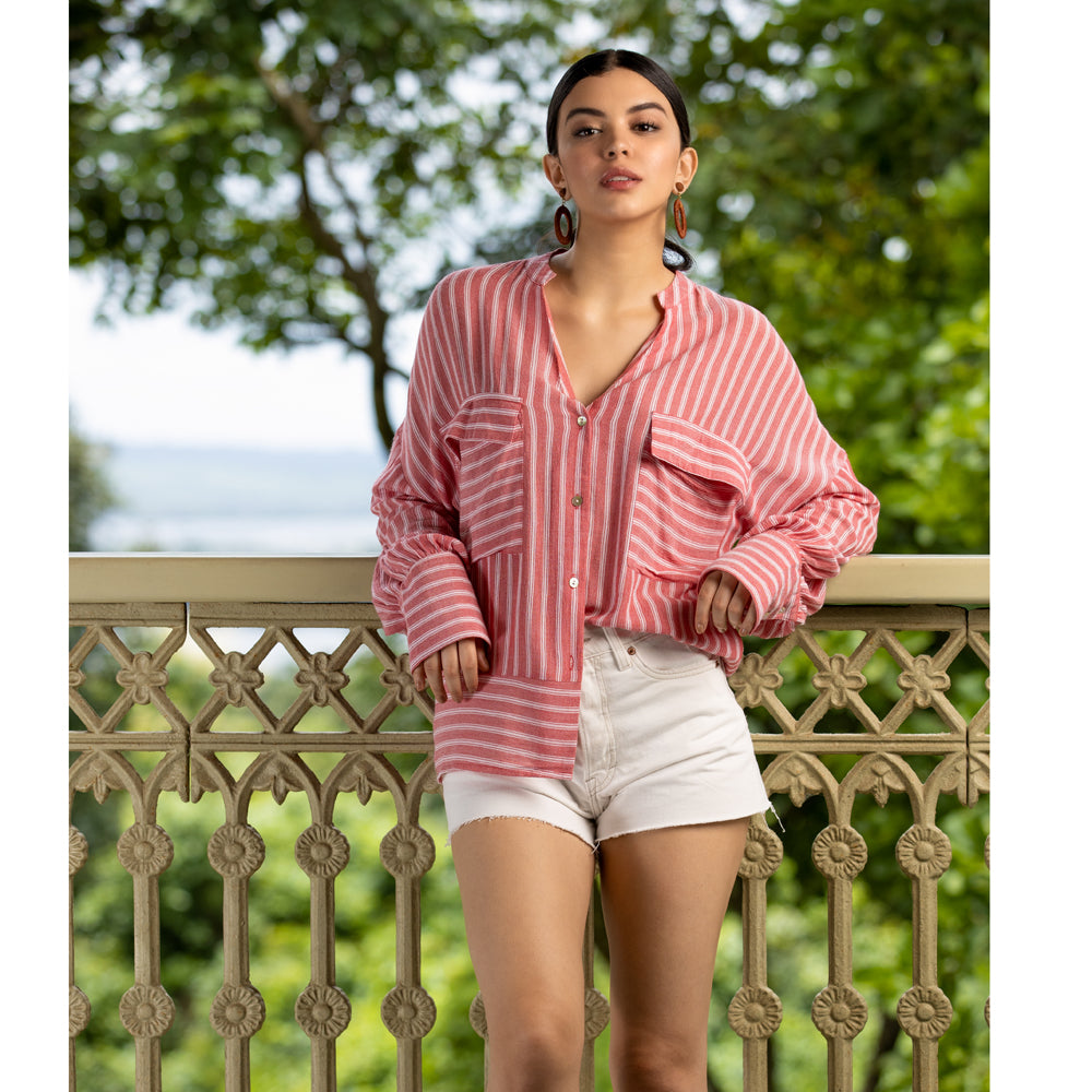 Striped Oversized Shirt - MyraUSA
