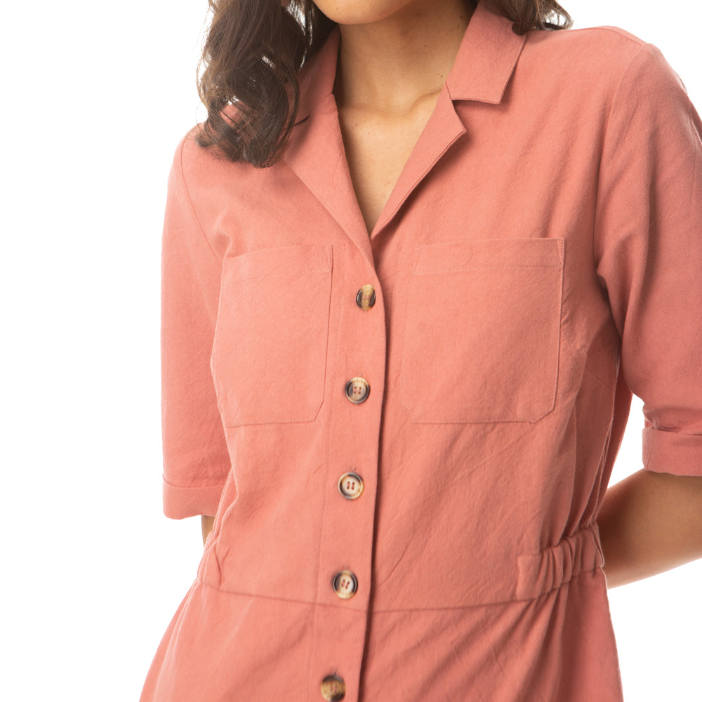 Pink Widow Collar Jumpsuit - MyraUSA