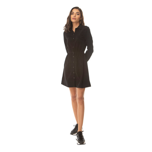 Black Gale Button Dress