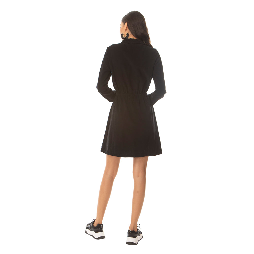 Black Gale Button Dress - MyraUSA