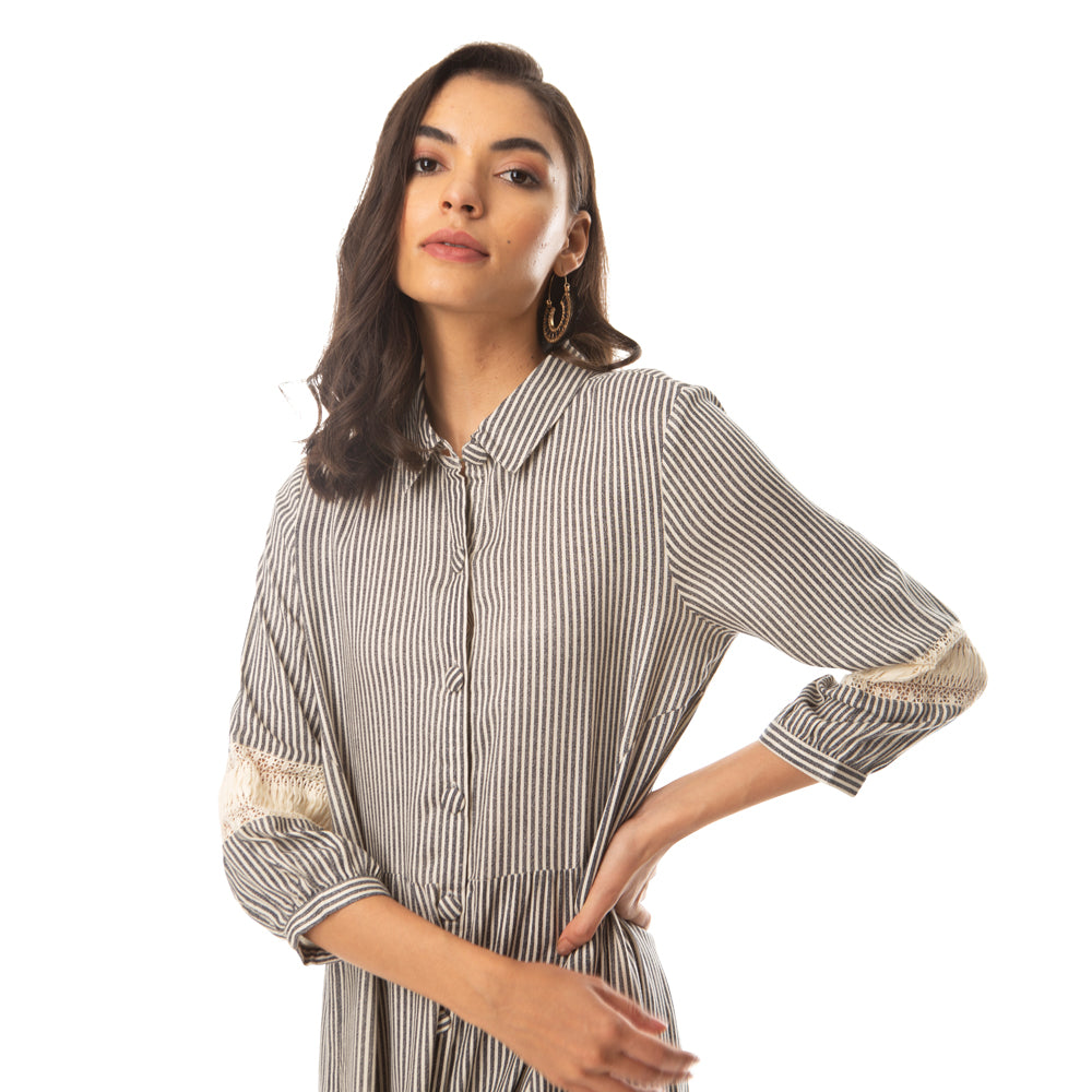 Charm-olived Buttoned Dress - MyraUSA