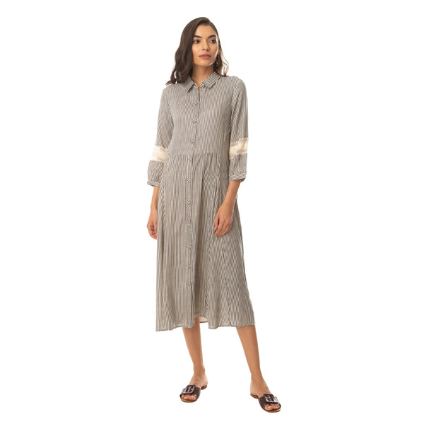 Charm-olived Buttoned Dress - MyraUSA