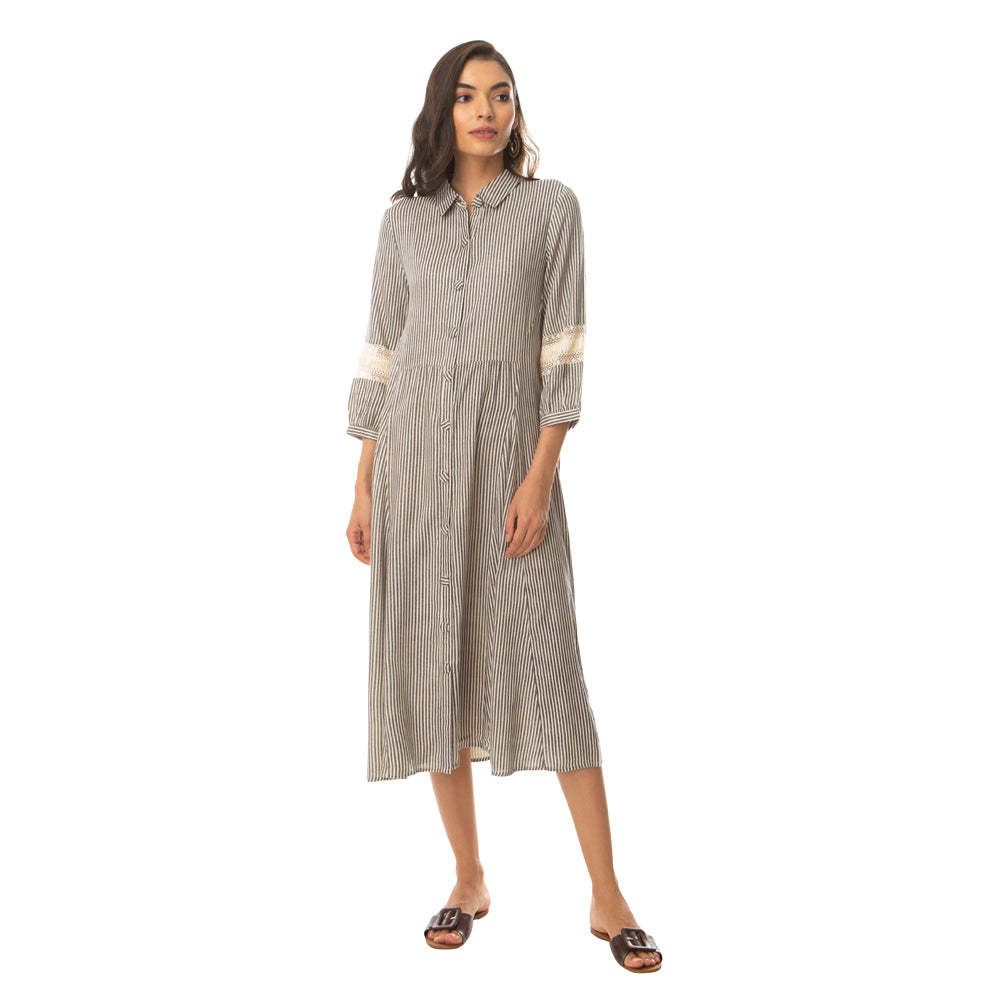 Charm-olived Buttoned Dress - MyraUSA
