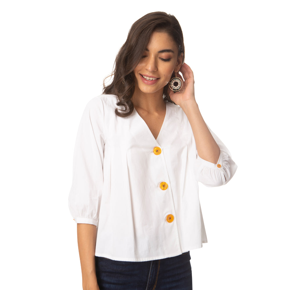 Glistening White Top - MyraUSA