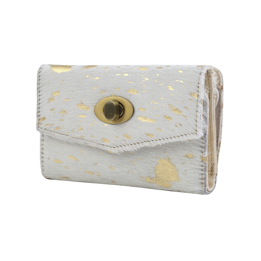 GOLD INDULGENCE LEATHER AND HAIRON WALLET - MyraUSA