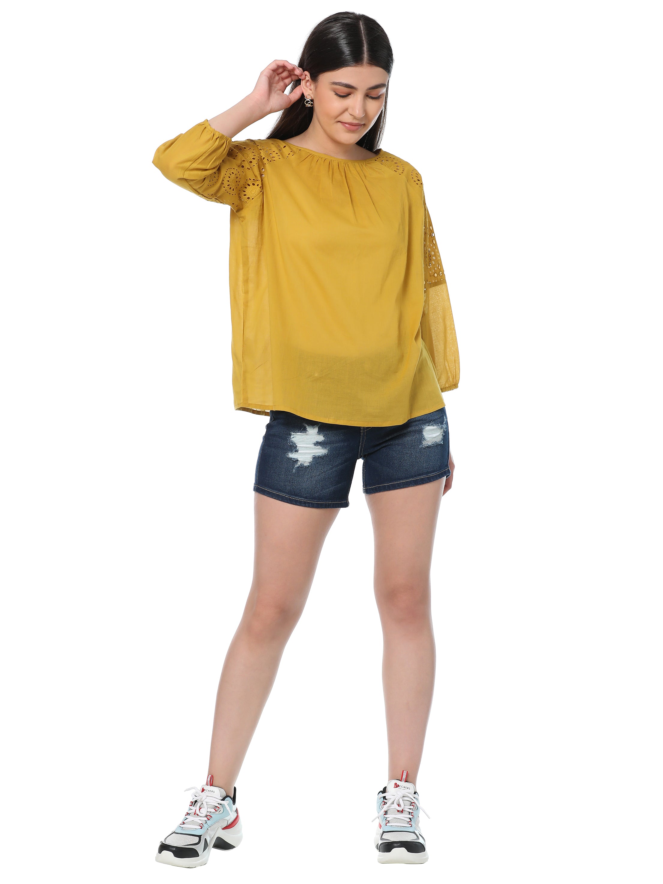 Distressed Denim Shorts - MyraUSA
