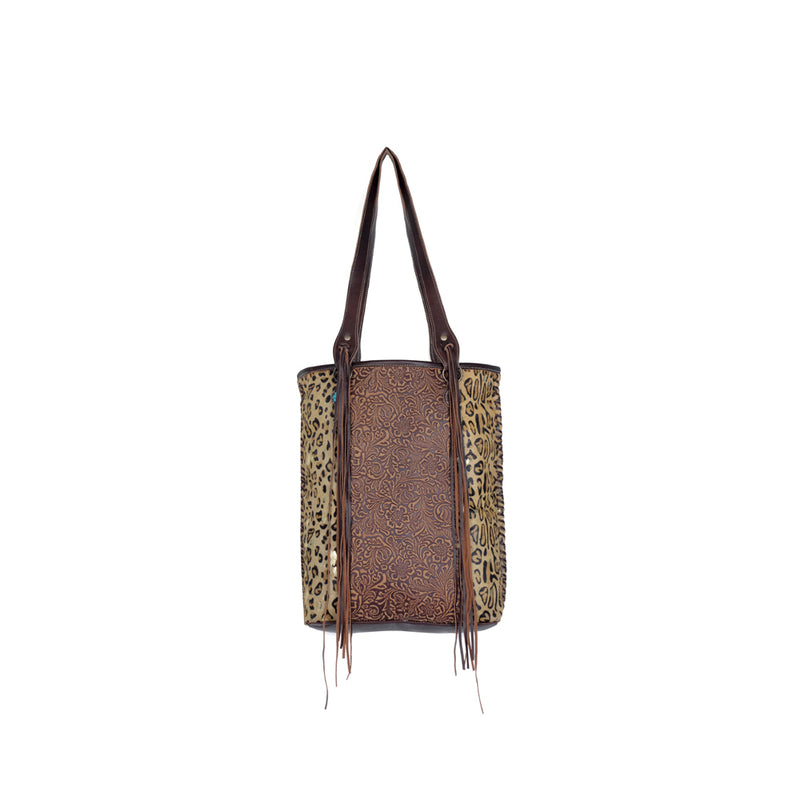 Golden Studs Leather & Hairon Bag