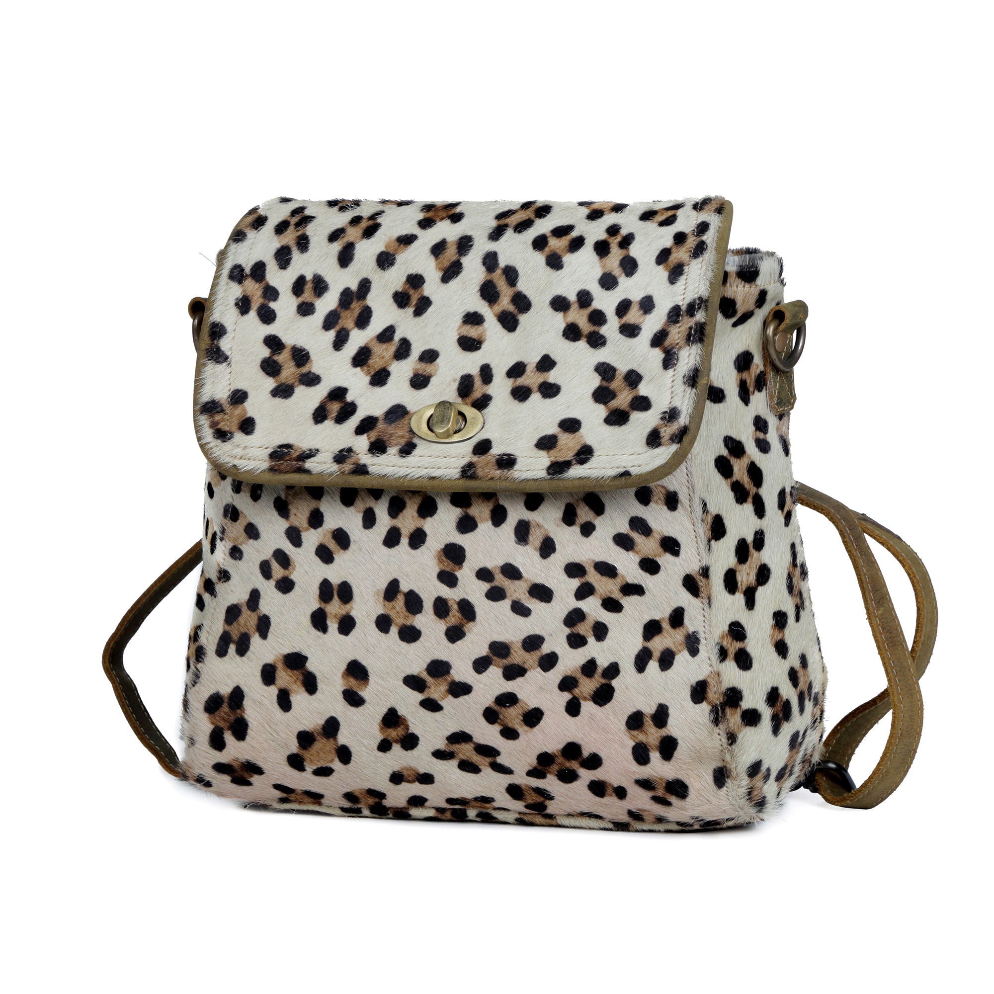 Quaint Leopard Print Leather & Hairon Bag - Myra USA