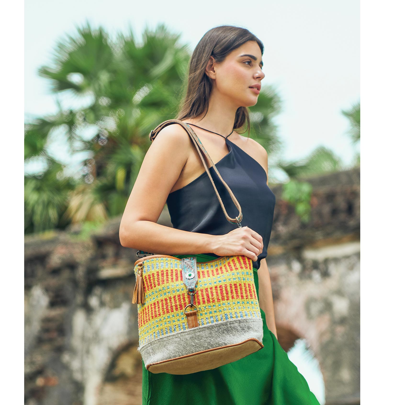 Vivid Orange  Hand-Tooled Bag - MyraUSA