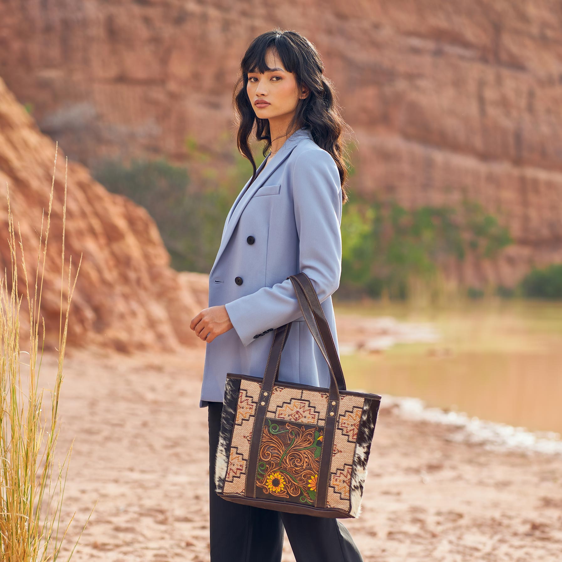 Fleur  Hand-Tooled Bag - MyraUSA