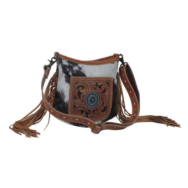 Brown Quilt   Hand-Tooled Bag