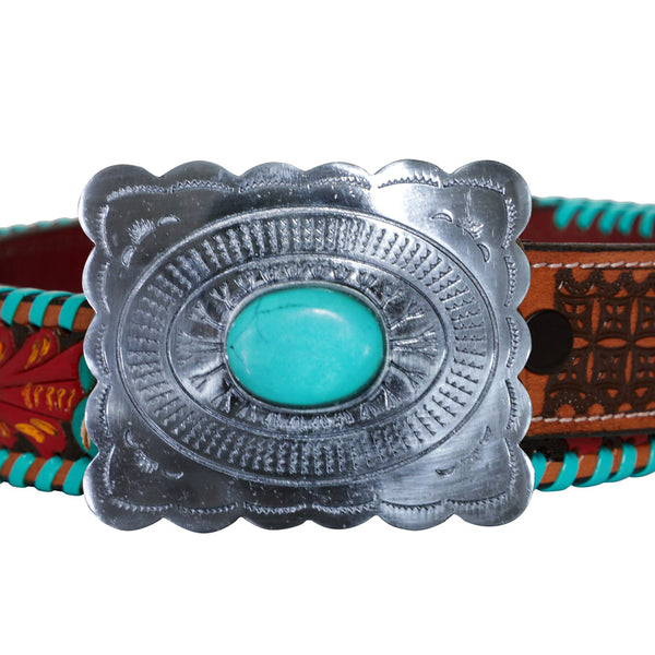 Tropical Forest Hand-Tooled Leather Belt