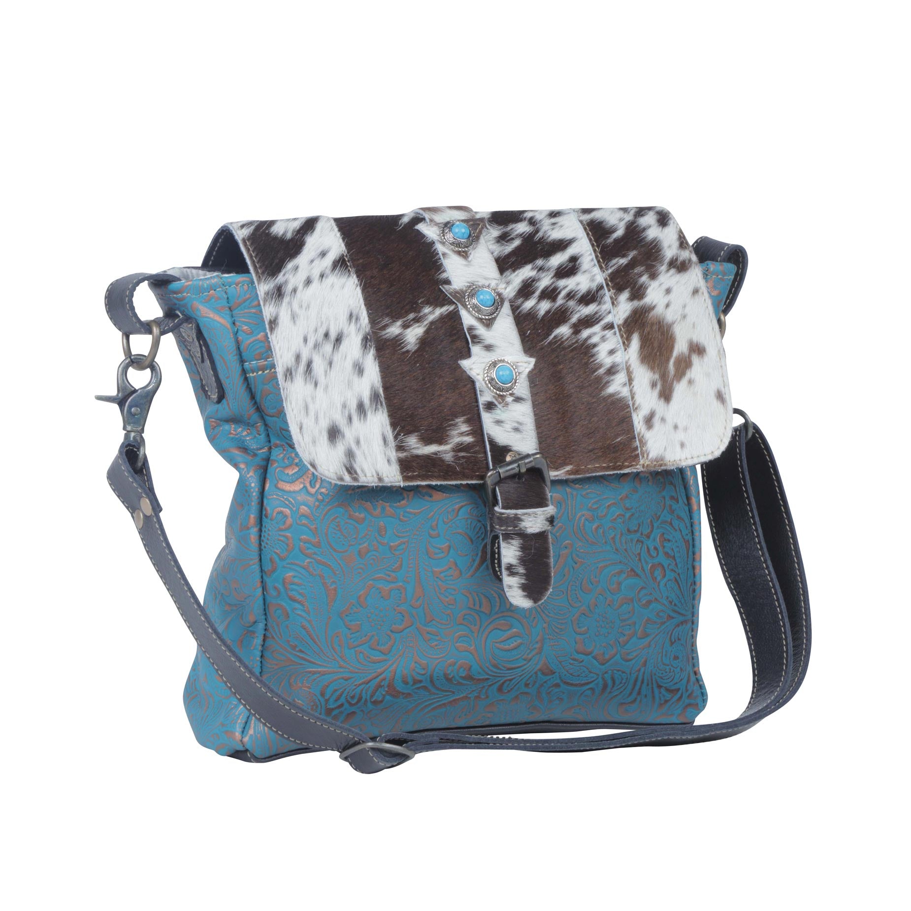 Blue Rose  Leather & Hairon Bag - MyraUSA