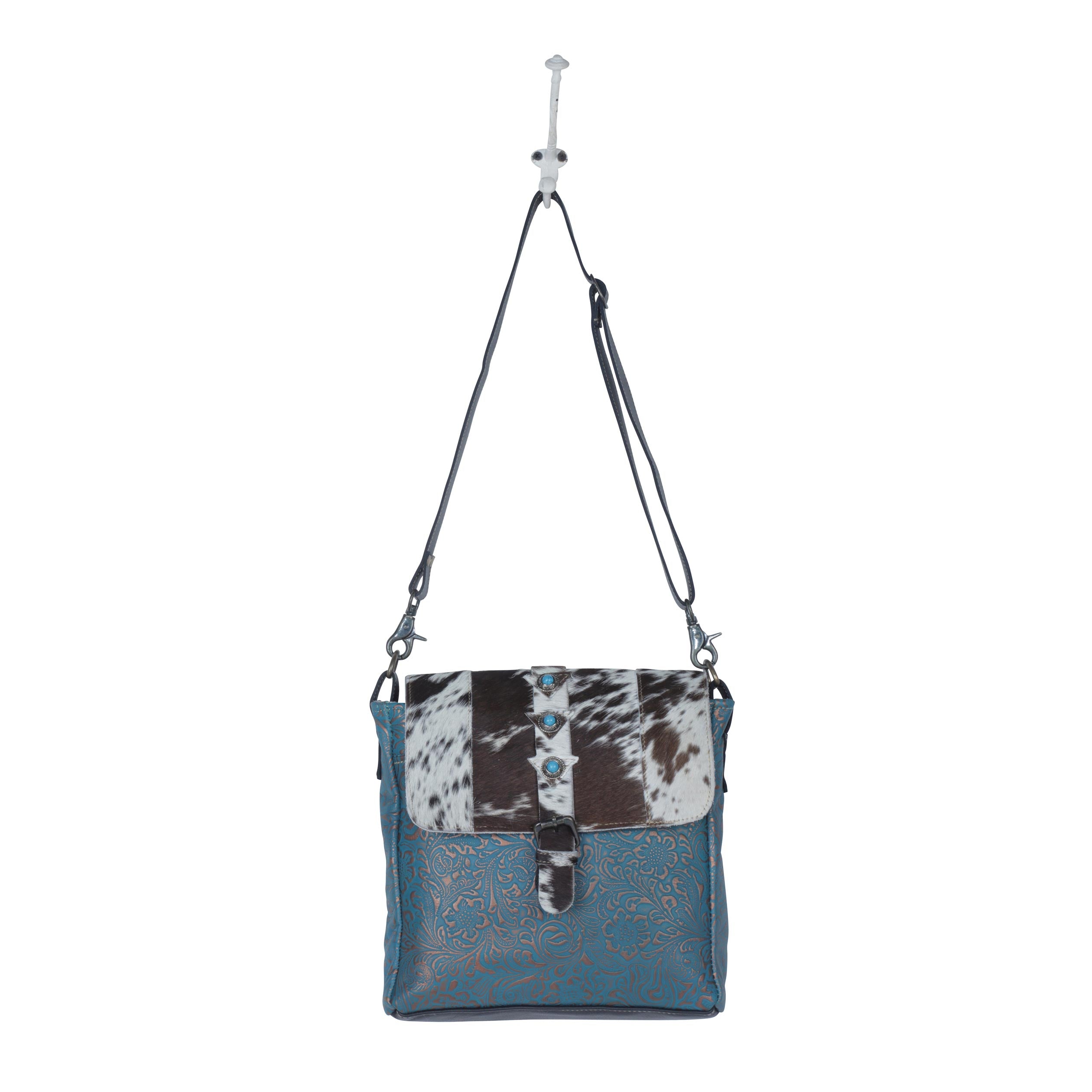 Blue Rose  Leather & Hairon Bag - MyraUSA