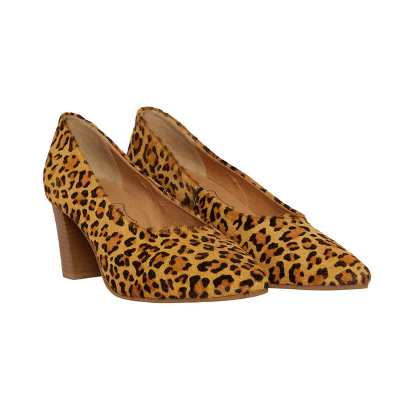 Western heels for women with animal print made with hairon leather