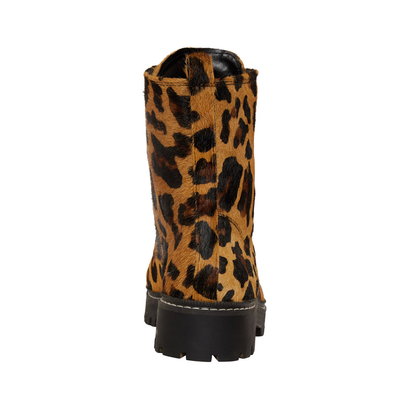 Women's Western Boots with a leopard print, black laces and a black sole