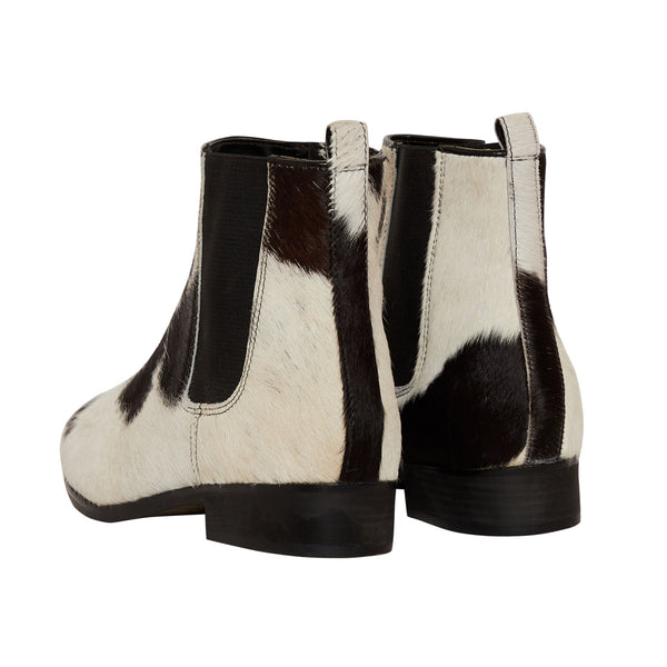 Black and white hairon leather, Women's Western Boots with elastic side panels