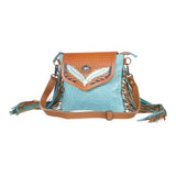 "Blue Wings Hand-Tooled Bag"