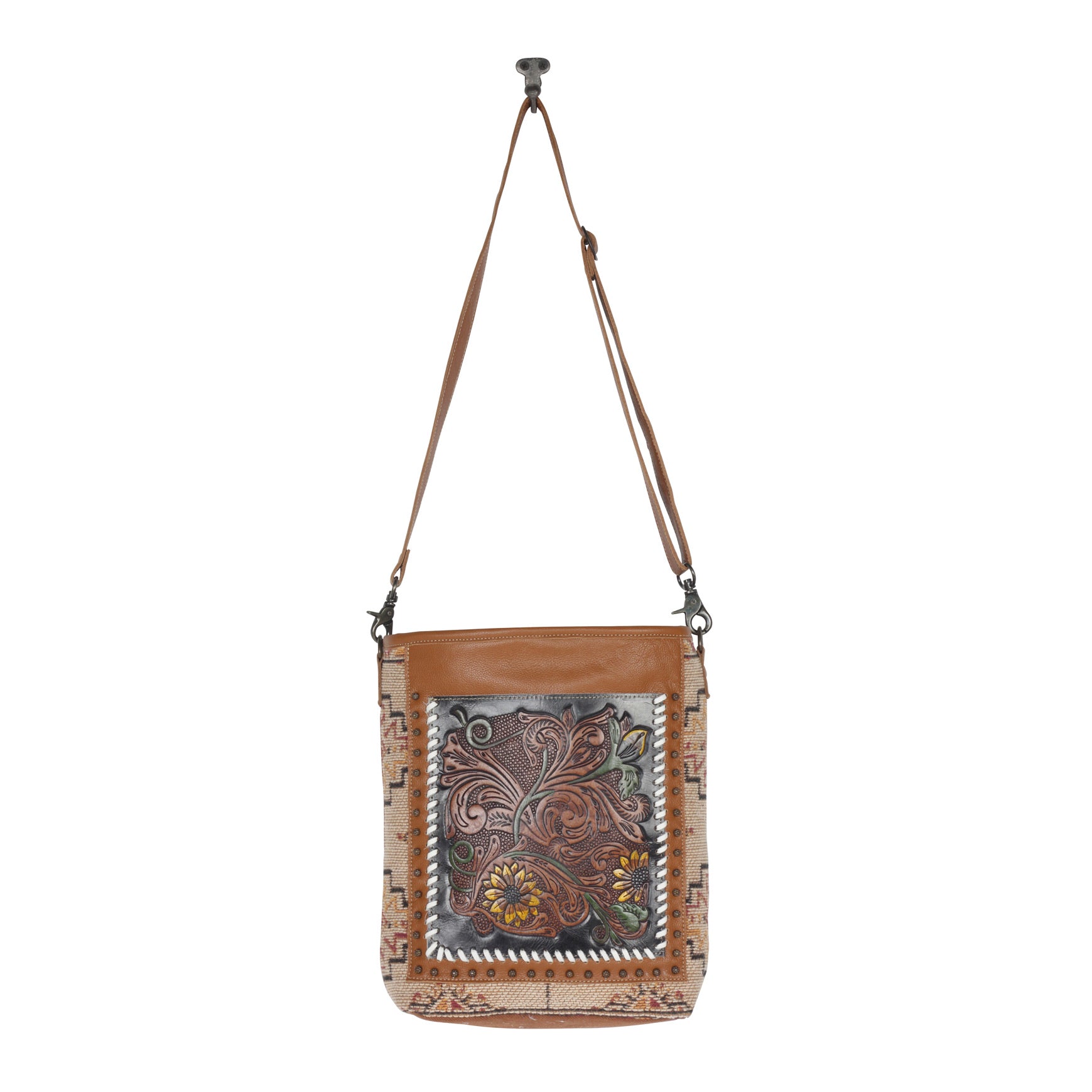 Floral Embers Hand-Tooled Bag - MyraUSA