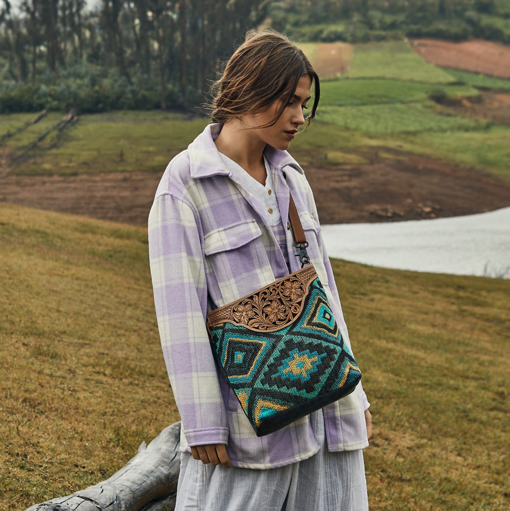 Blue Spring Hand-Tooled Bag - MyraUSA