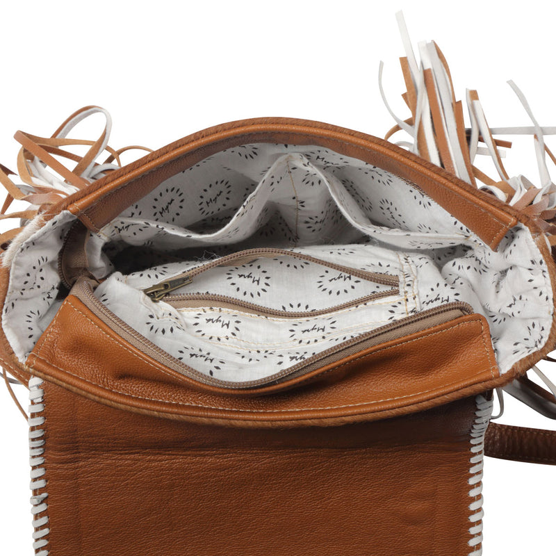 Boho Chic Style Leather & Hairon Bag