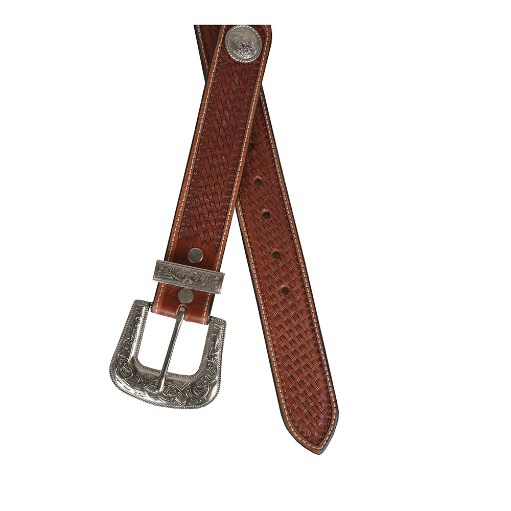 Rustic Woods Hand-Tooled Leather Women's Belt - MyraUSA